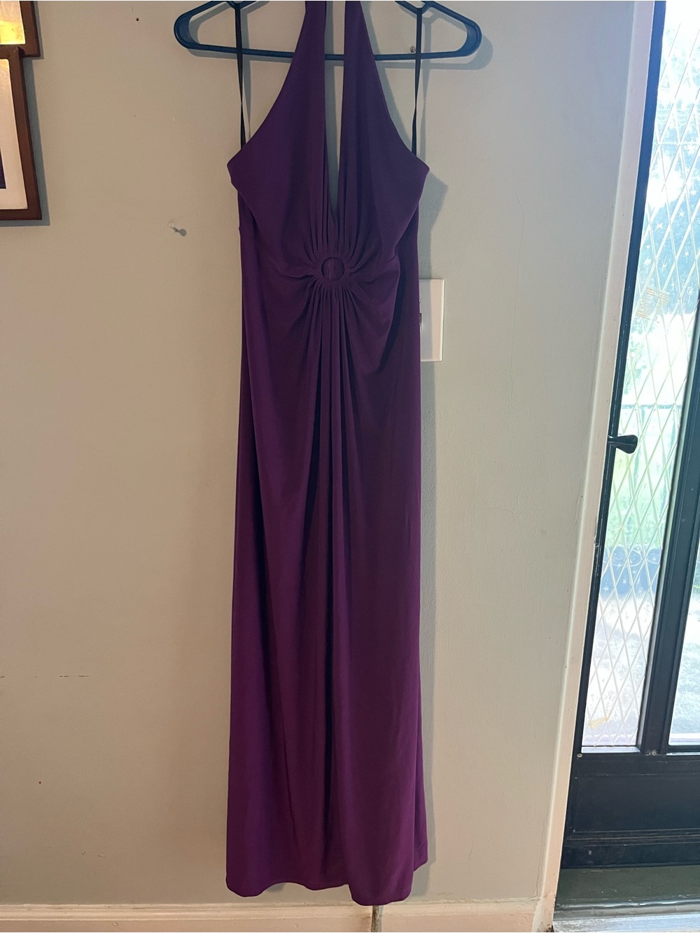 Essentials Plum Halter Maxi Dress with Ring Detail